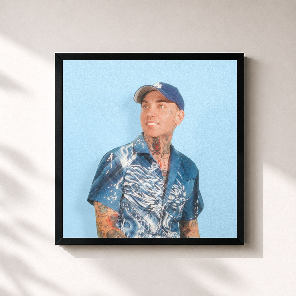 #noir Tableau carré de l'album everything means nothing de blackbear, cadre noir 32x32 cm