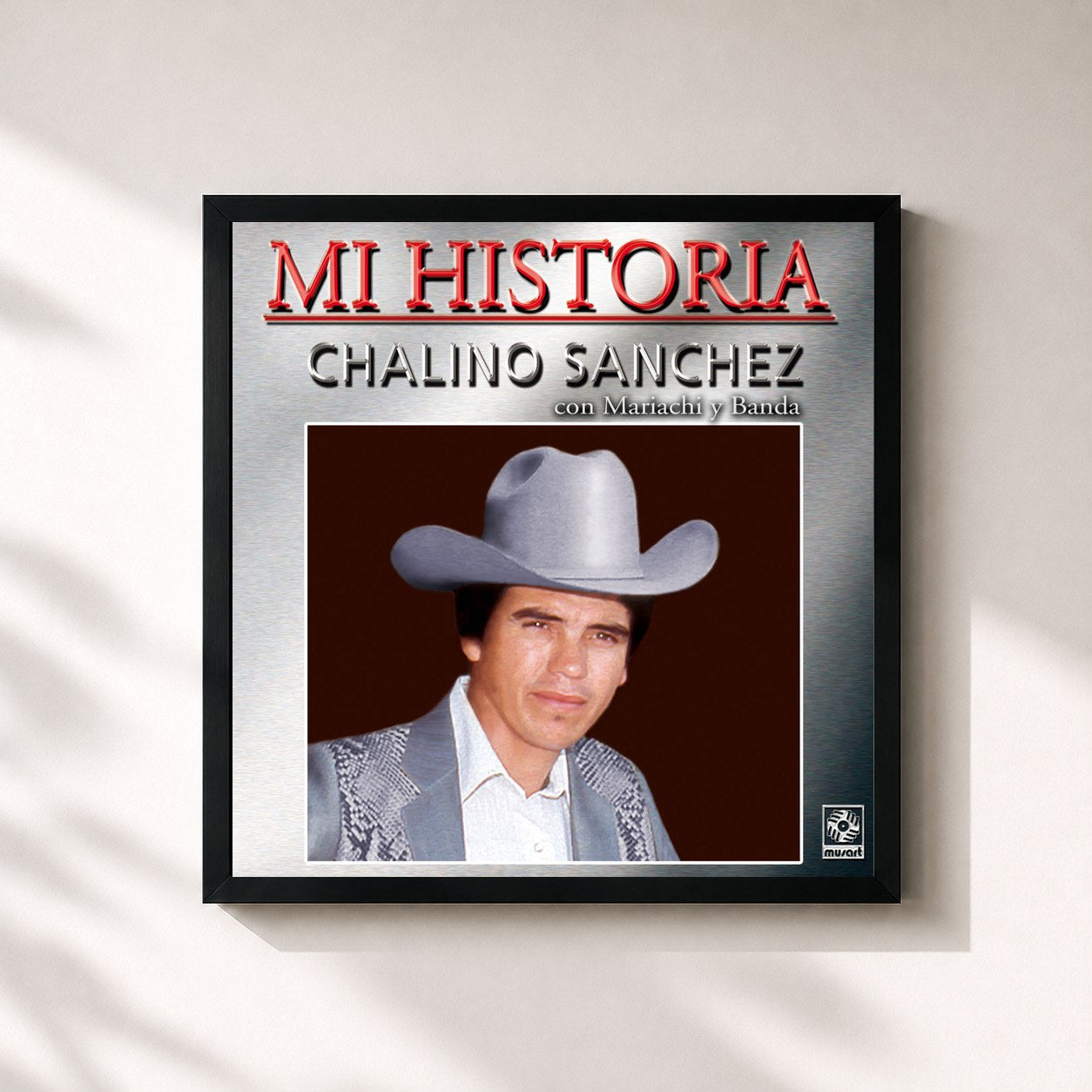 #noir Tableau carré de l'album Mi Historia: Chalino Sánchez de Chalino Sanchez, cadre noir 32x32 cm