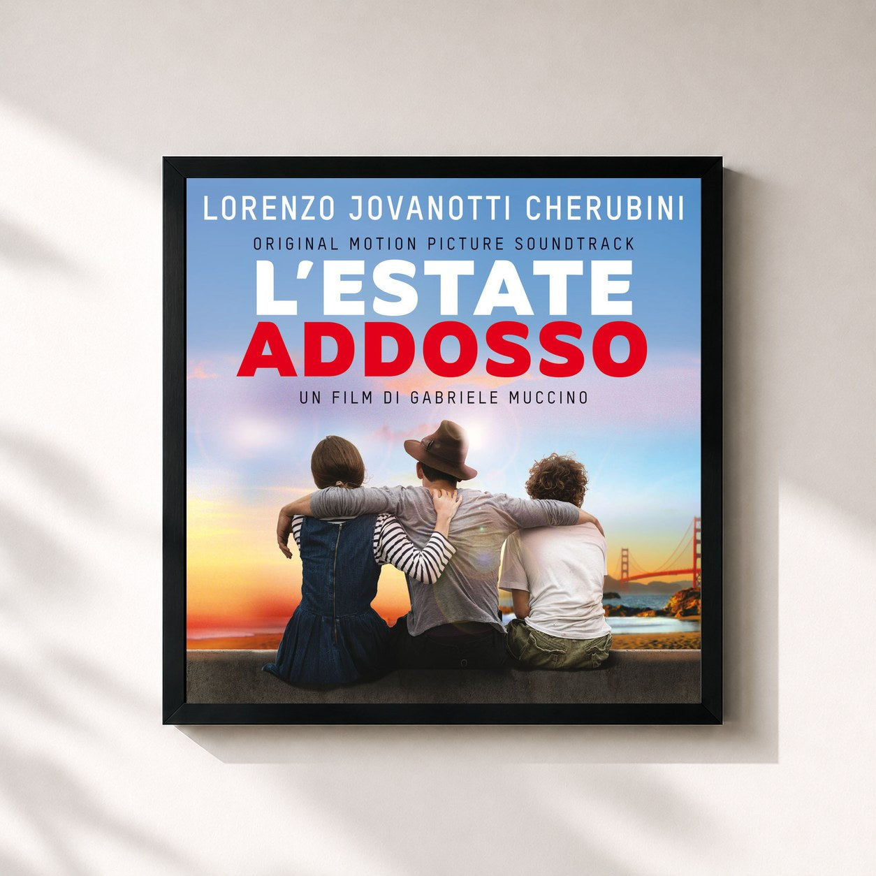 #noir Tableau carré de l'album L'Estate Addosso (Original Motion Picture Soundtrack) de Jovanotti, cadre noir 32x32 cm