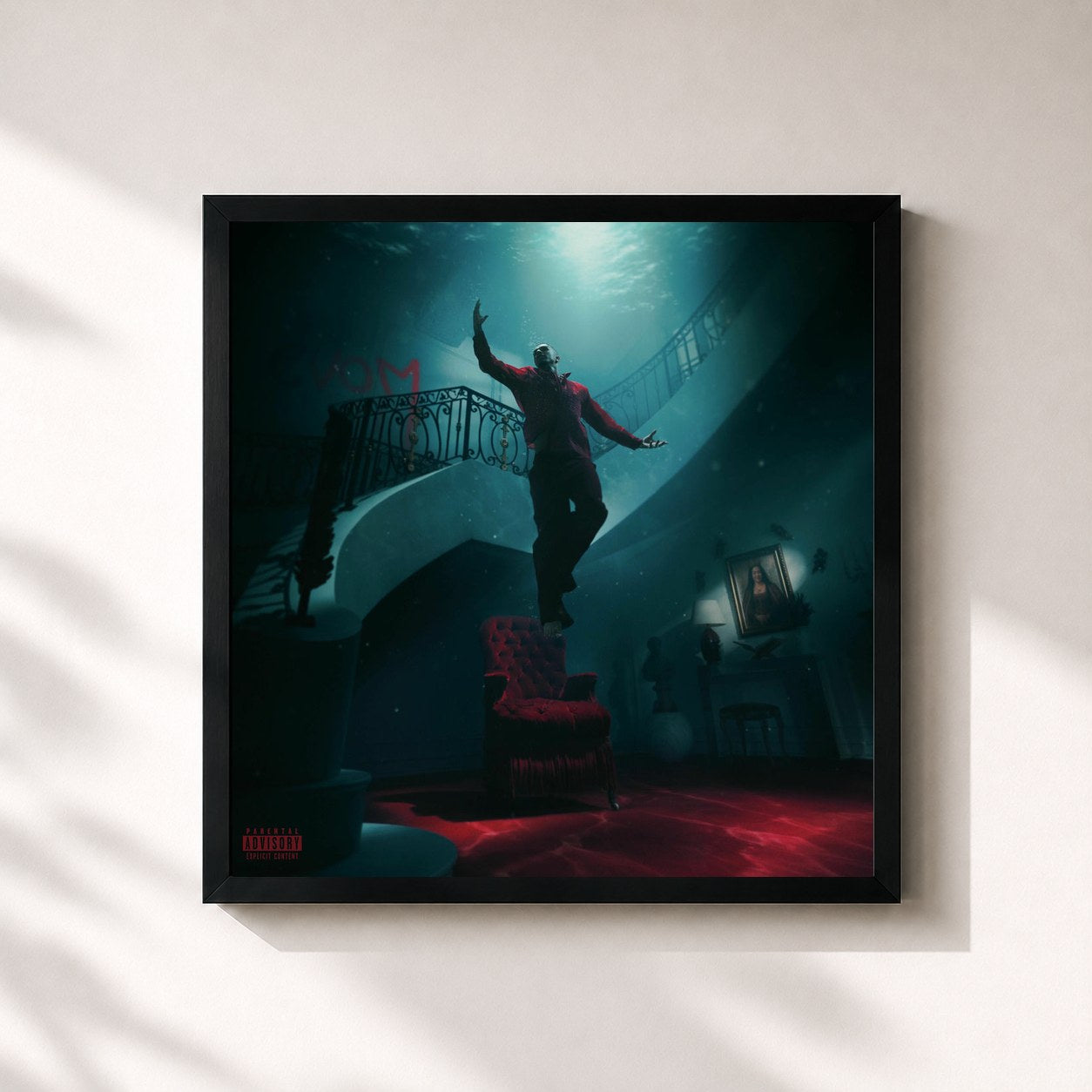 #noir Tableau carré de l'album Eu Venci o Mundo de Veigh, cadre noir 32x32 cm