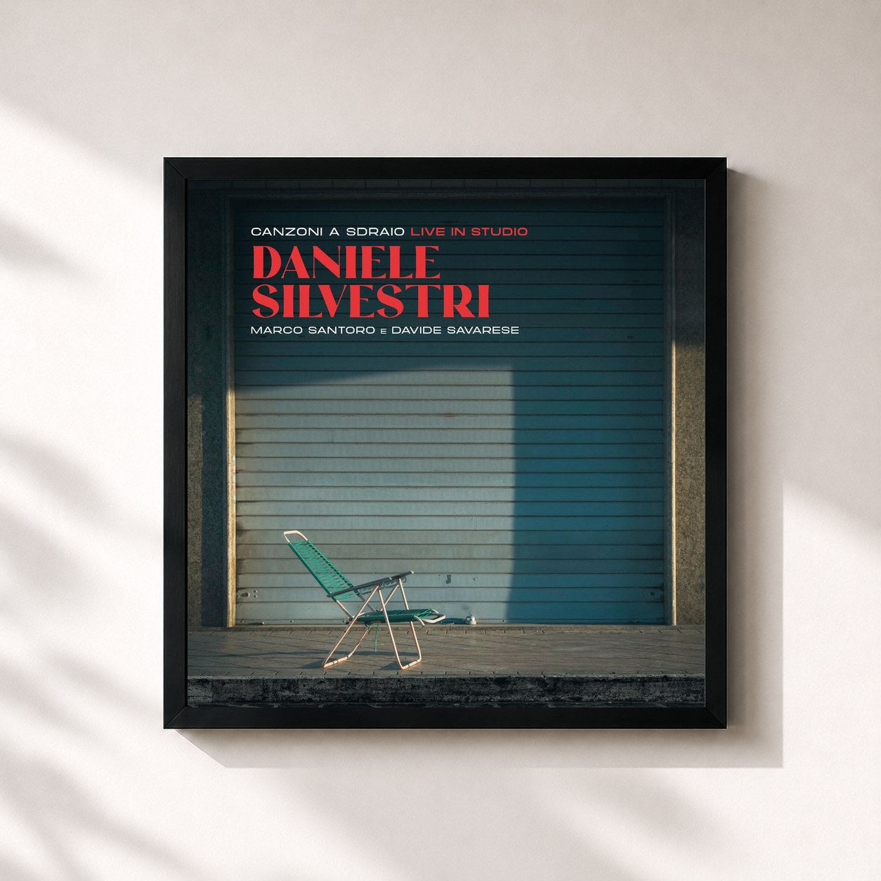 #noir Tableau carré de l'album Canzoni a sdraio de Daniele Silvestri, cadre noir 32x32 cm