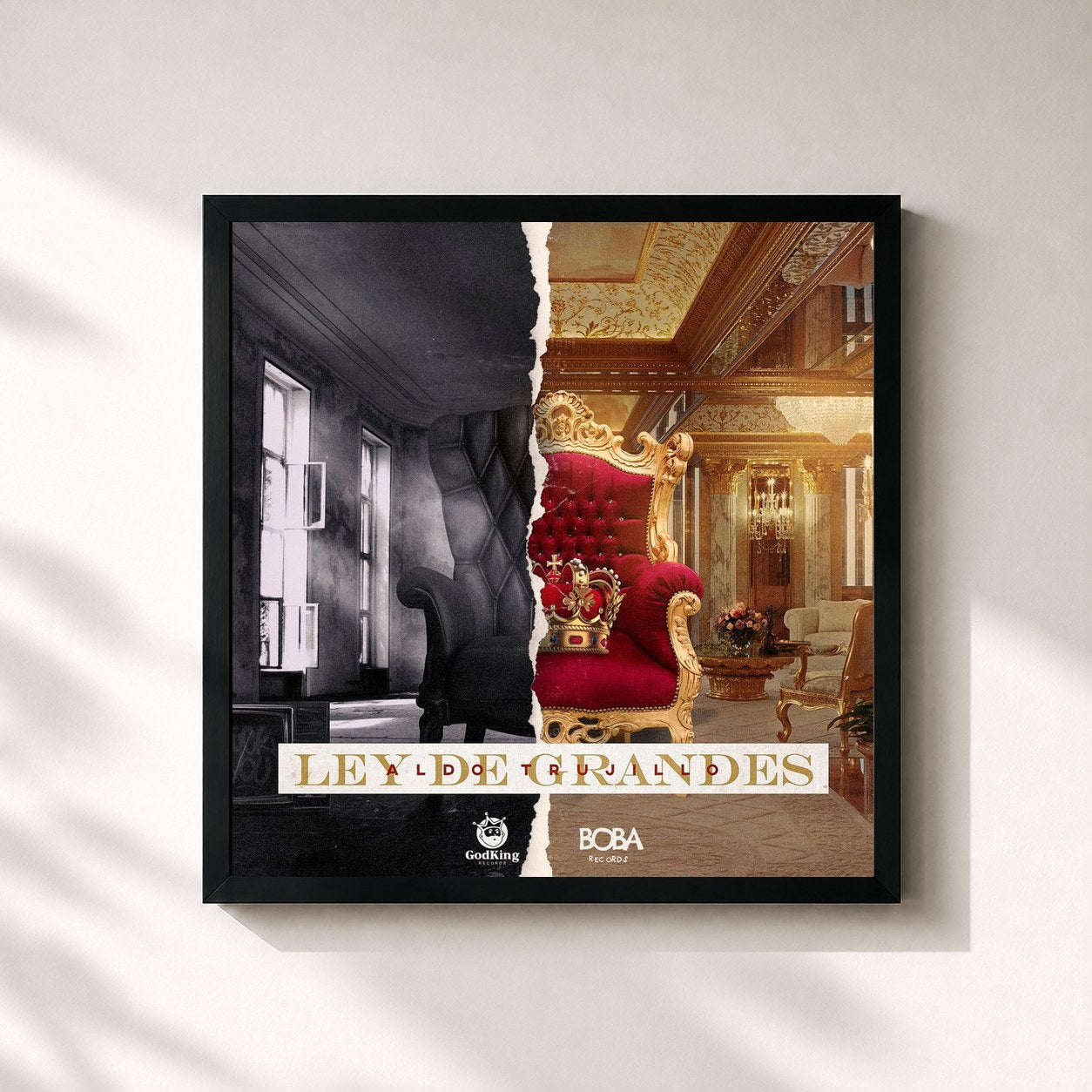 #noir Tableau carré de l'album Ley De Grandes de Aldo Trujillo, cadre noir 32x32 cm