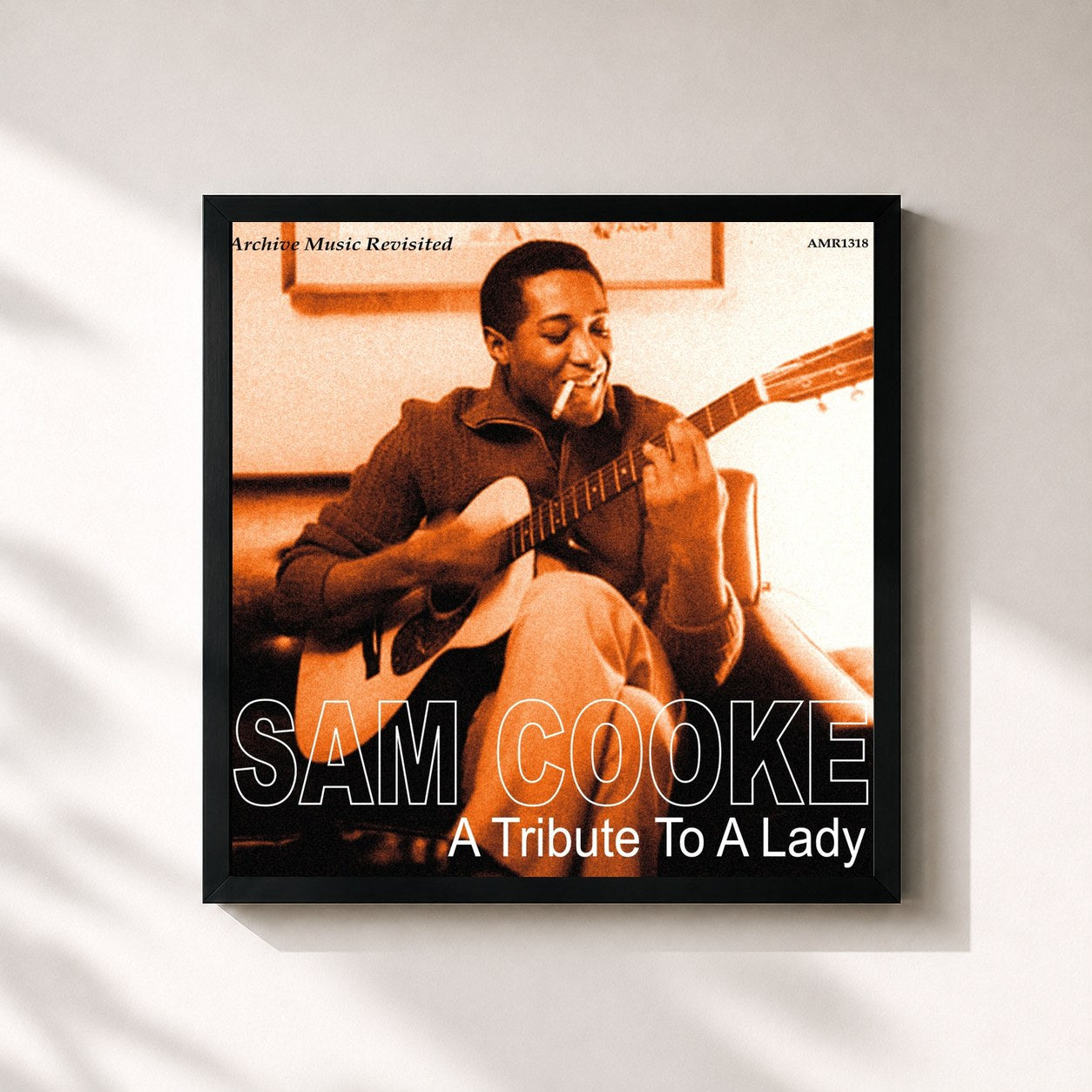 #noir Tableau carré de l'album A Tribute to the Lady de Sam Cooke, cadre noir 32x32 cm