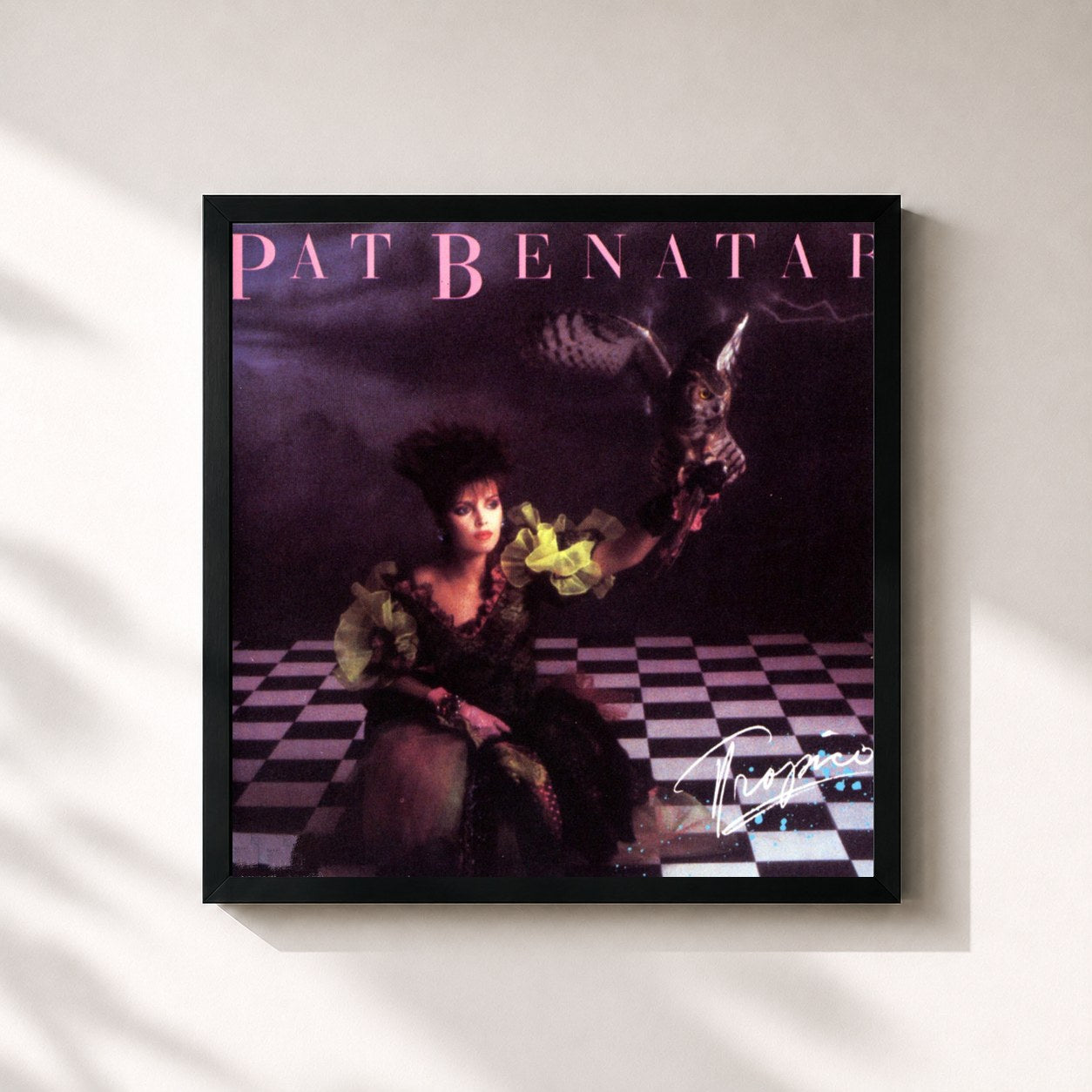 #noir Tableau carré de l'album Tropico de Pat Benatar, cadre noir 32x32 cm