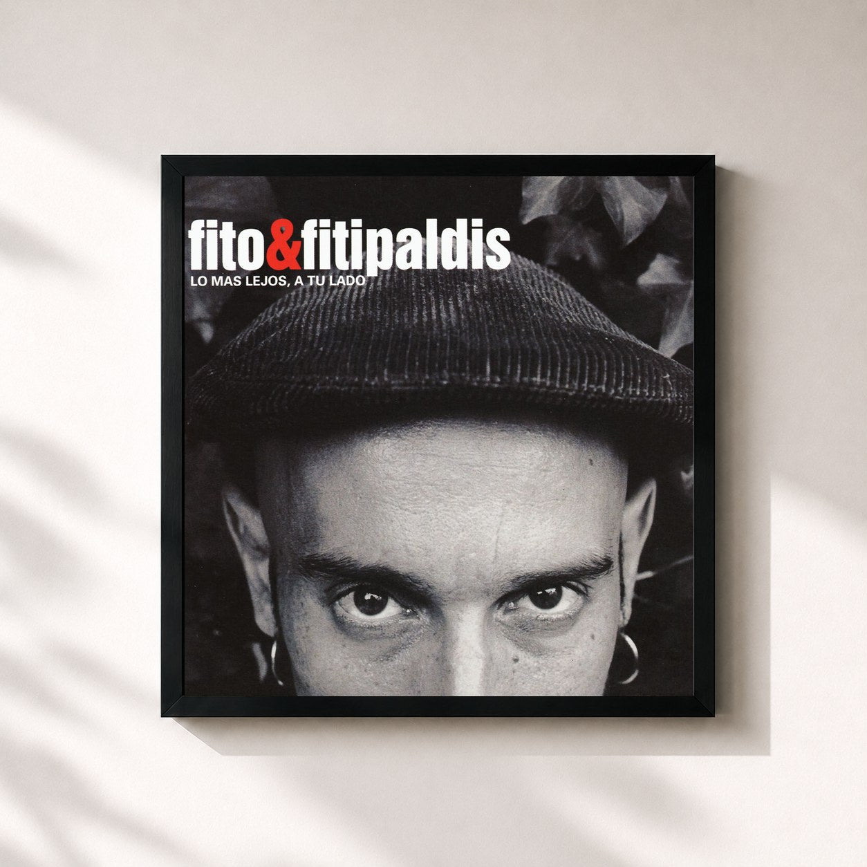 #noir Tableau carré de l'album Lo mas lejos a tu lado de Fito y Fitipaldis, cadre noir 32x32 cm
