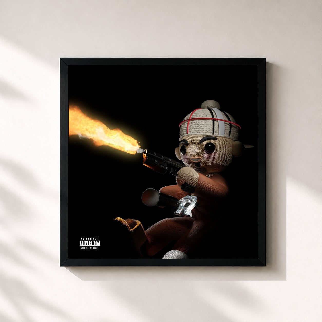 #noir Tableau carré de l'album Pa las Baby's Y Belikeada de Fuerza Regida, cadre noir 32x32 cm