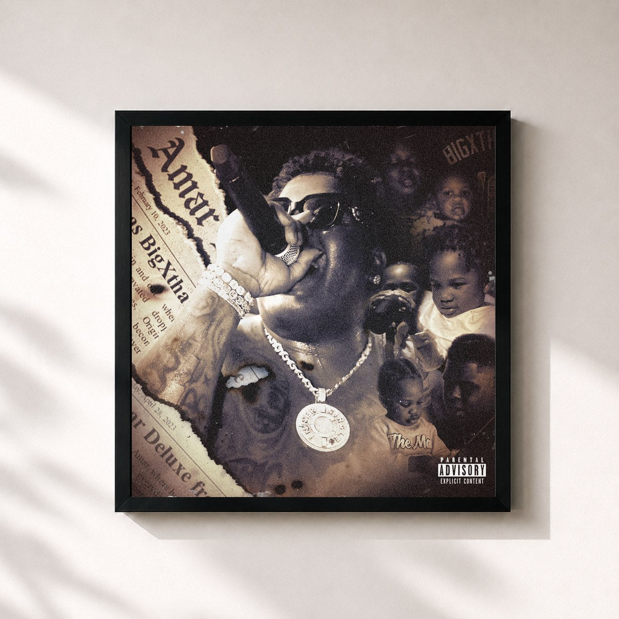 #noir Tableau carré de l'album AMAR (Deluxe) de BigXthaPlug, cadre noir 32x32 cm