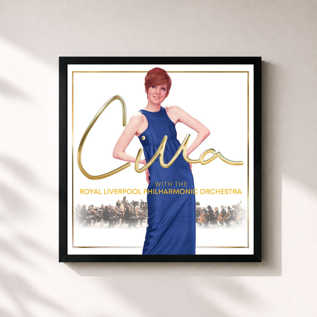 #noir Tableau carré de l'album Cilla (with The Royal Liverpool Philharmonic Orchestra) de Cilla Black, cadre noir 32x32 cm