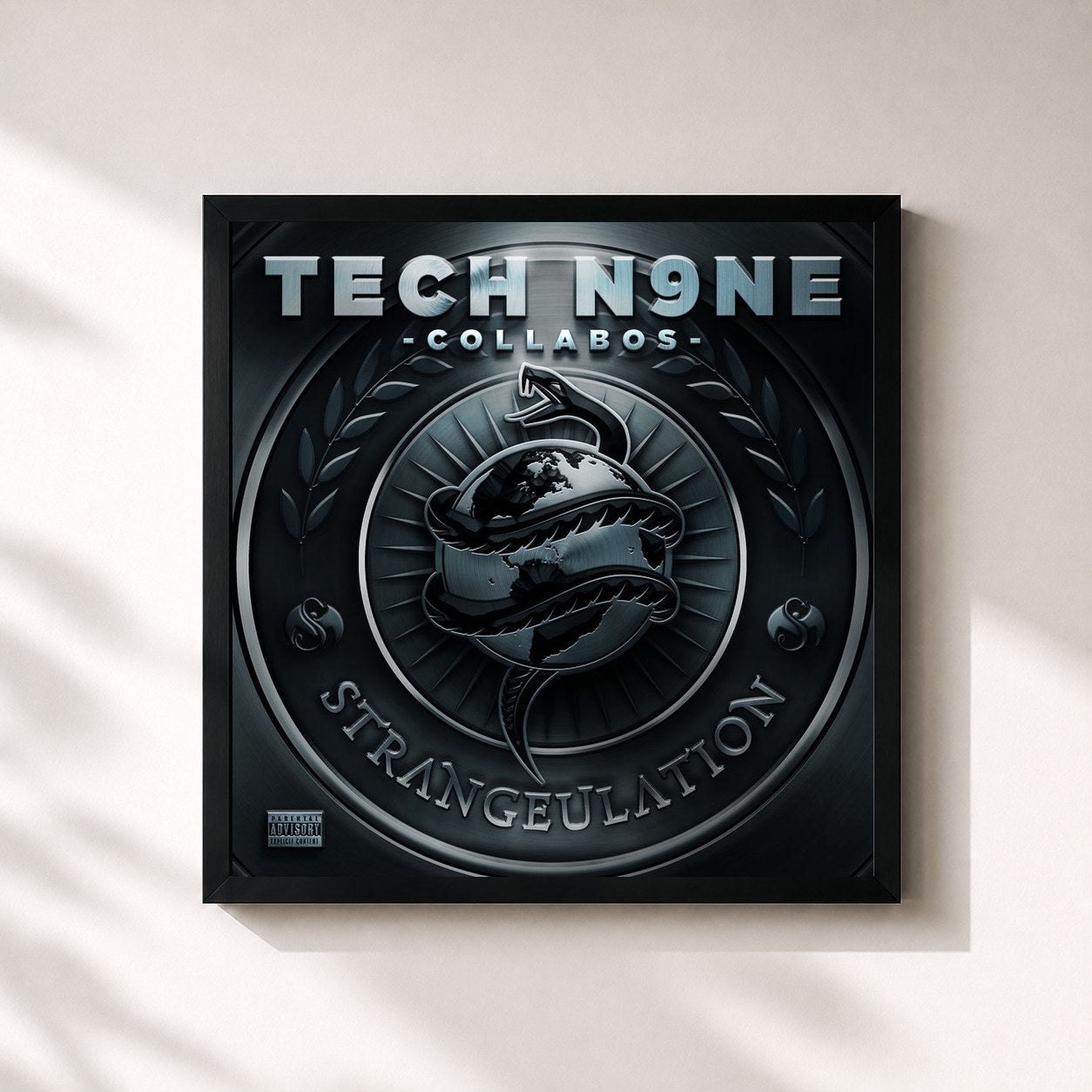 #noir Tableau carré de l'album Strangeulation (Deluxe Edition) de Tech N9ne, cadre noir 32x32 cm
