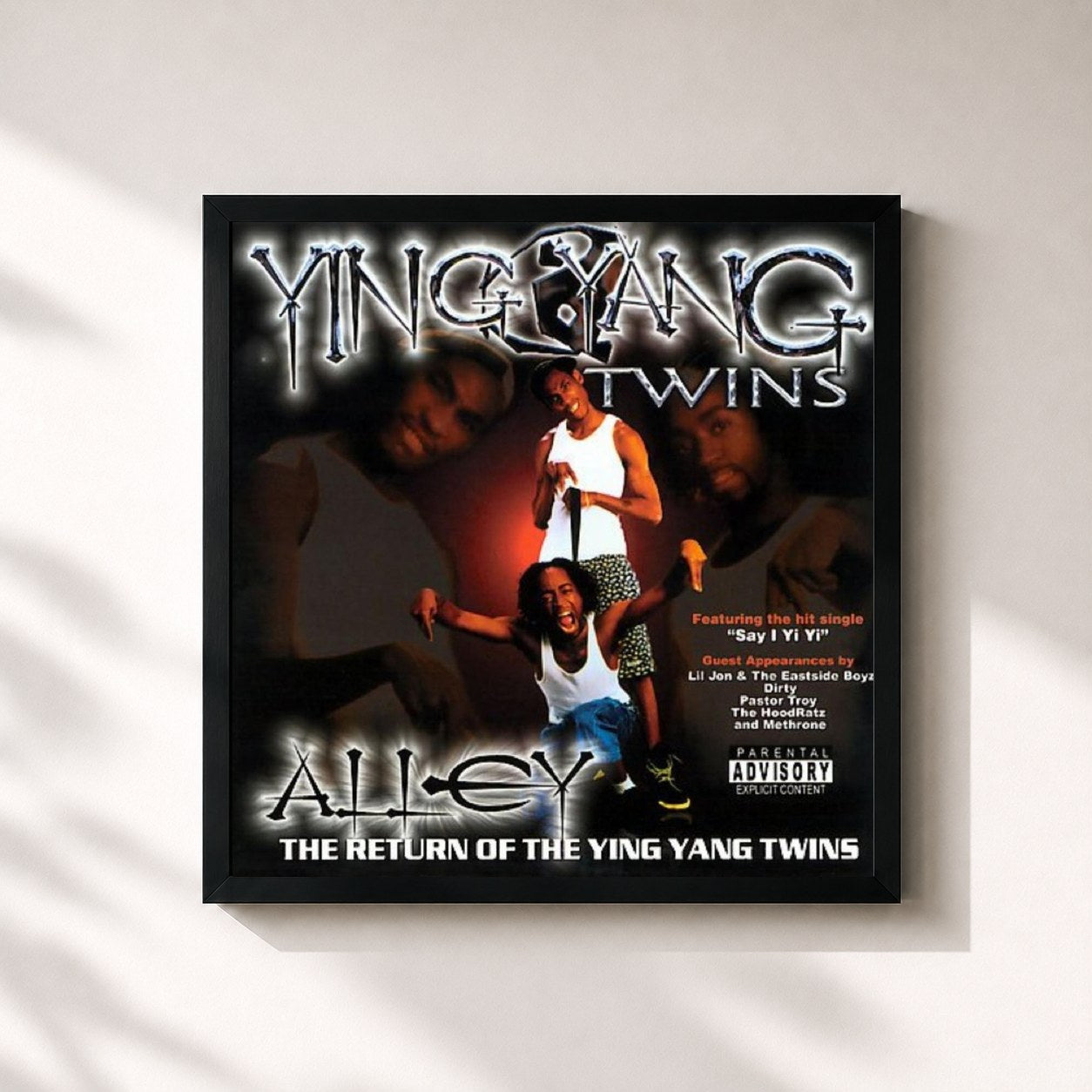 #noir Tableau carré de l'album Alley: The Return of the Ying Yang Twins de Ying Yang Twins, cadre noir 32x32 cm