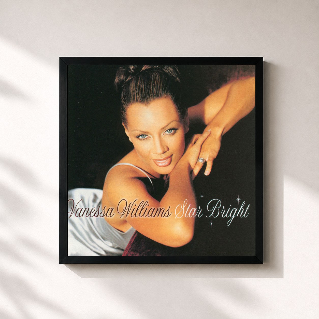 #noir Tableau carré de l'album Star Bright de Vanessa Williams, cadre noir 32x32 cm