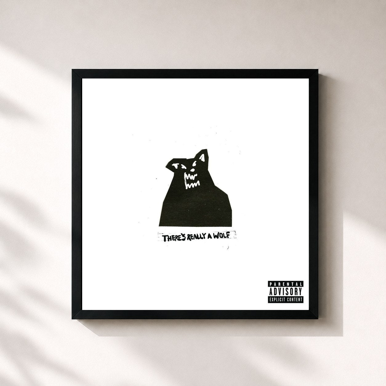 #noir Tableau carré de l'album There's Really A Wolf de Russ, cadre noir 32x32 cm