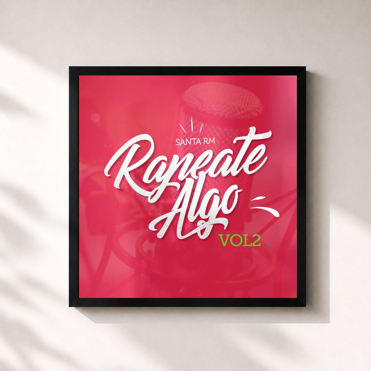 #noir Tableau carré de l'album Rapeate Algo, vol. 2 de santa rm, cadre noir 32x32 cm