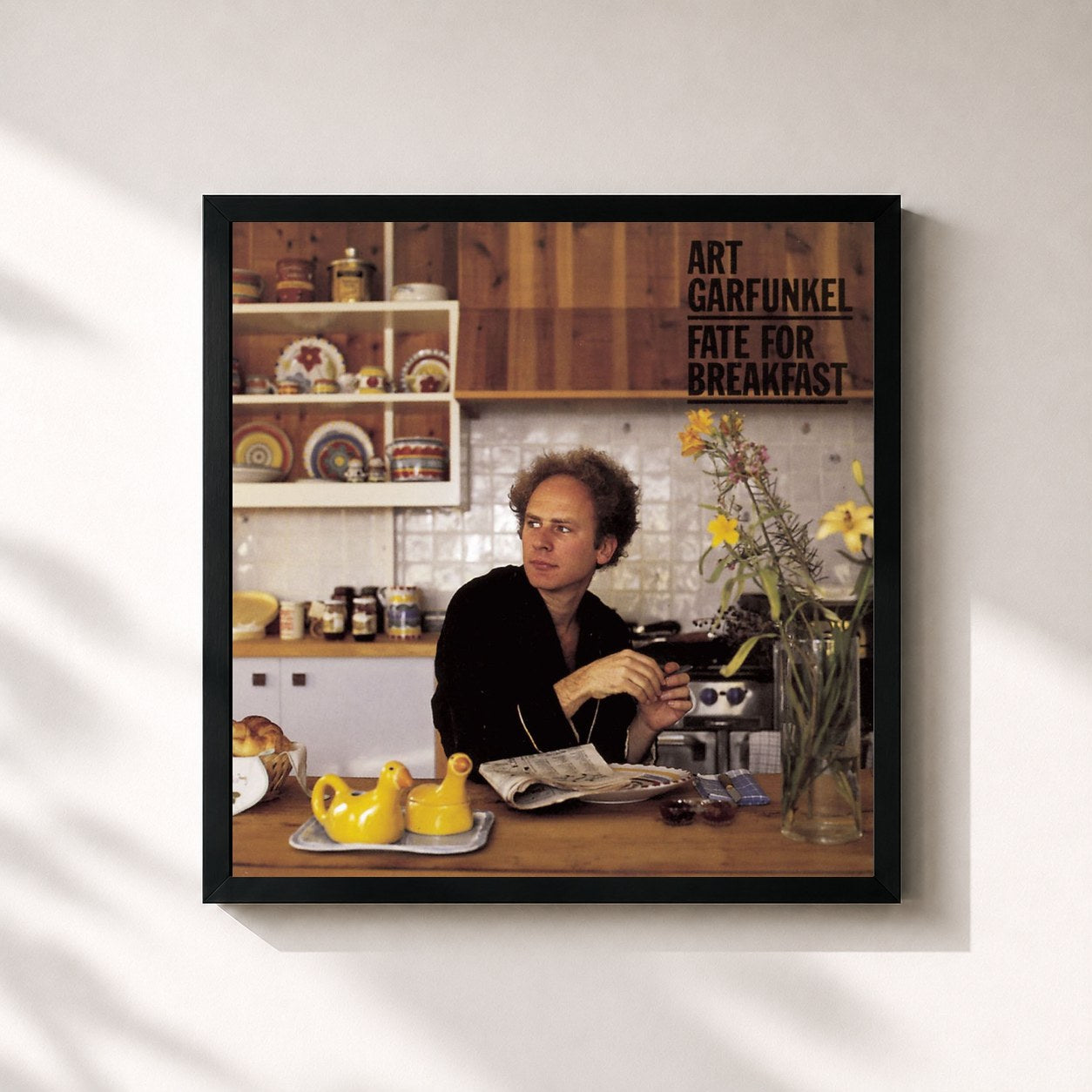 #noir Tableau carré de l'album FATE FOR BREAKFAST de Art Garfunkel, cadre noir 32x32 cm