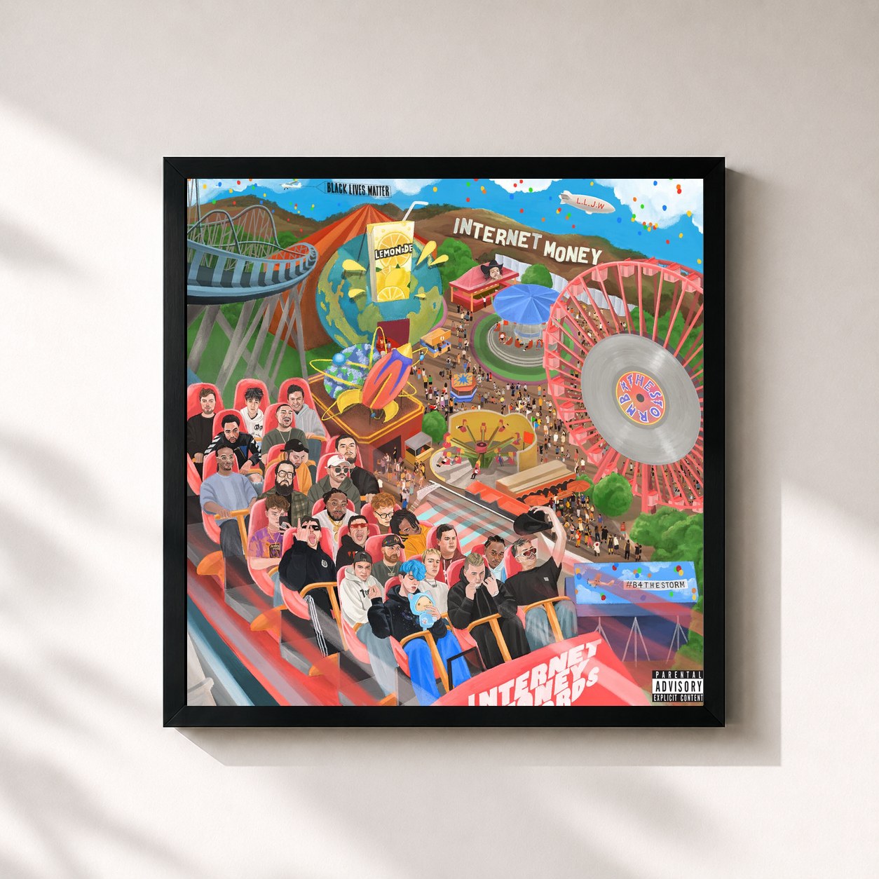 #noir Tableau carré de l'album B4 The Storm (Complete Edition) de Internet money, cadre noir 32x32 cm