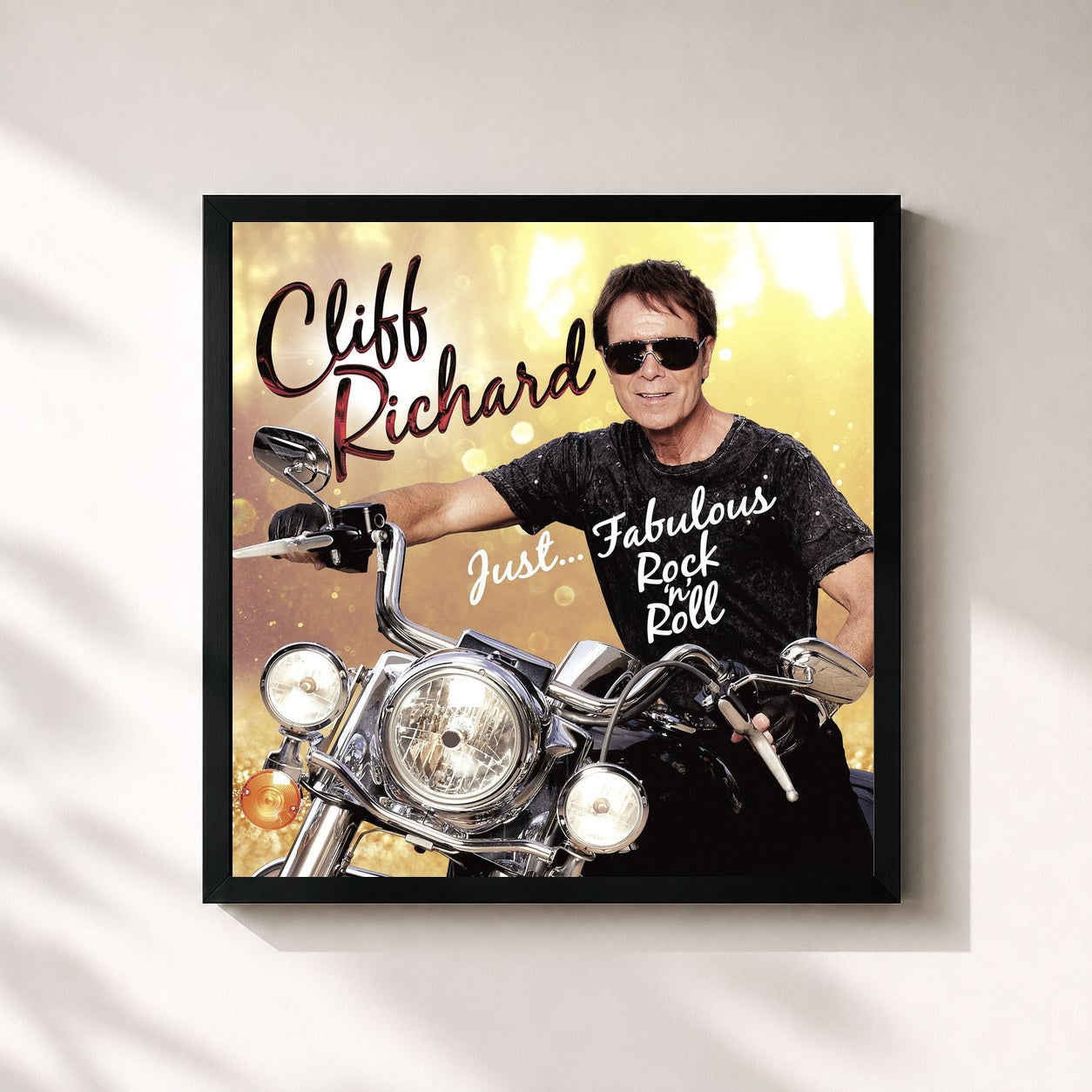 #noir Tableau carré de l'album Just... Fabulous Rock 'n' Roll de Cliff Richard, cadre noir 32x32 cm