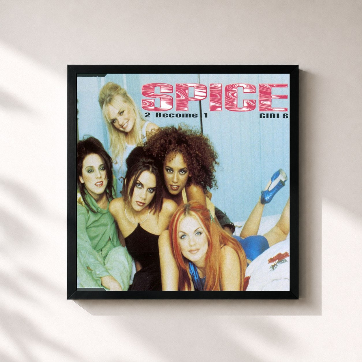 #noir Tableau carré de l'album 2 Become 1 de Spice Girls, cadre noir 32x32 cm