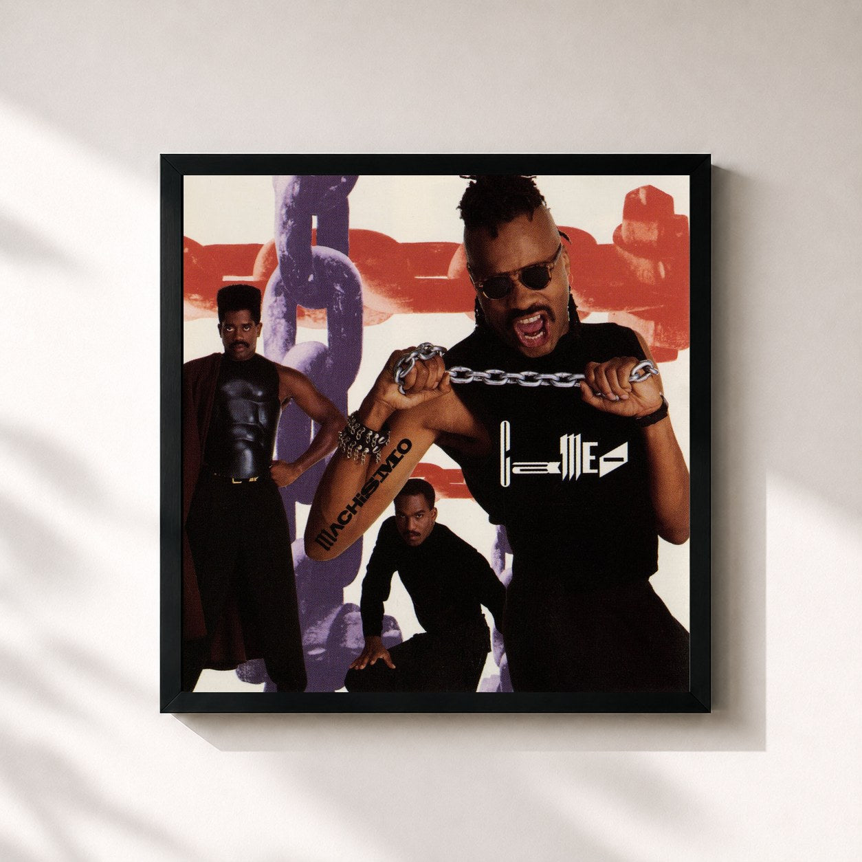 #noir Tableau carré de l'album Machismo de Cameo, cadre noir 32x32 cm