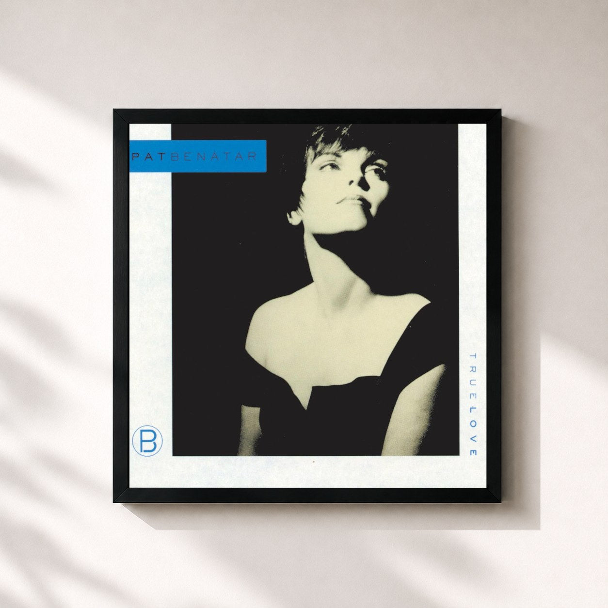 #noir Tableau carré de l'album True Love de Pat Benatar, cadre noir 32x32 cm