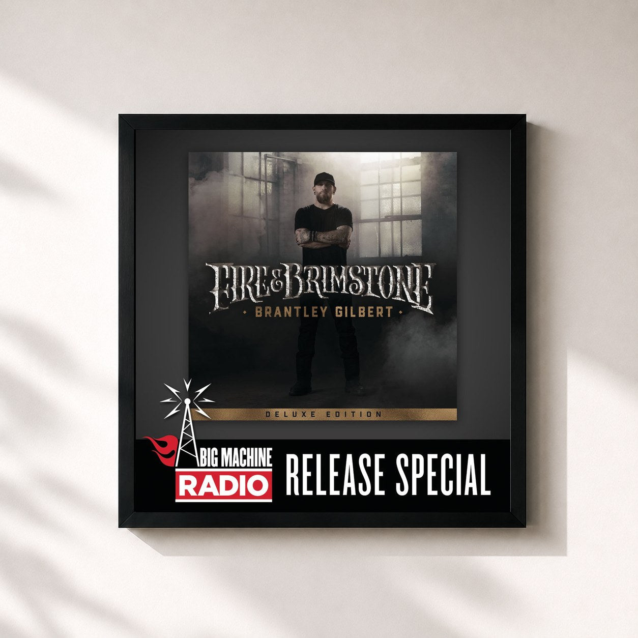 #noir Tableau carré de l'album Fire & Brimstone (Deluxe Edition / Big Machine Radio Release Special) de Brantley Gilbert, cadre noir 32x32 cm
