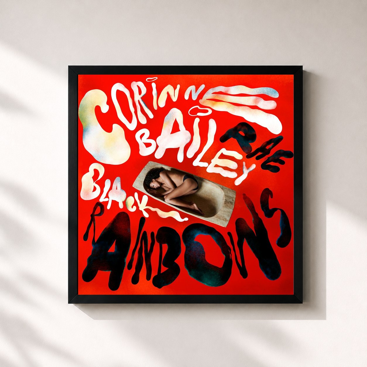 #noir Tableau carré de l'album Black Rainbows de Corinne Bailey Rae, cadre noir 32x32 cm