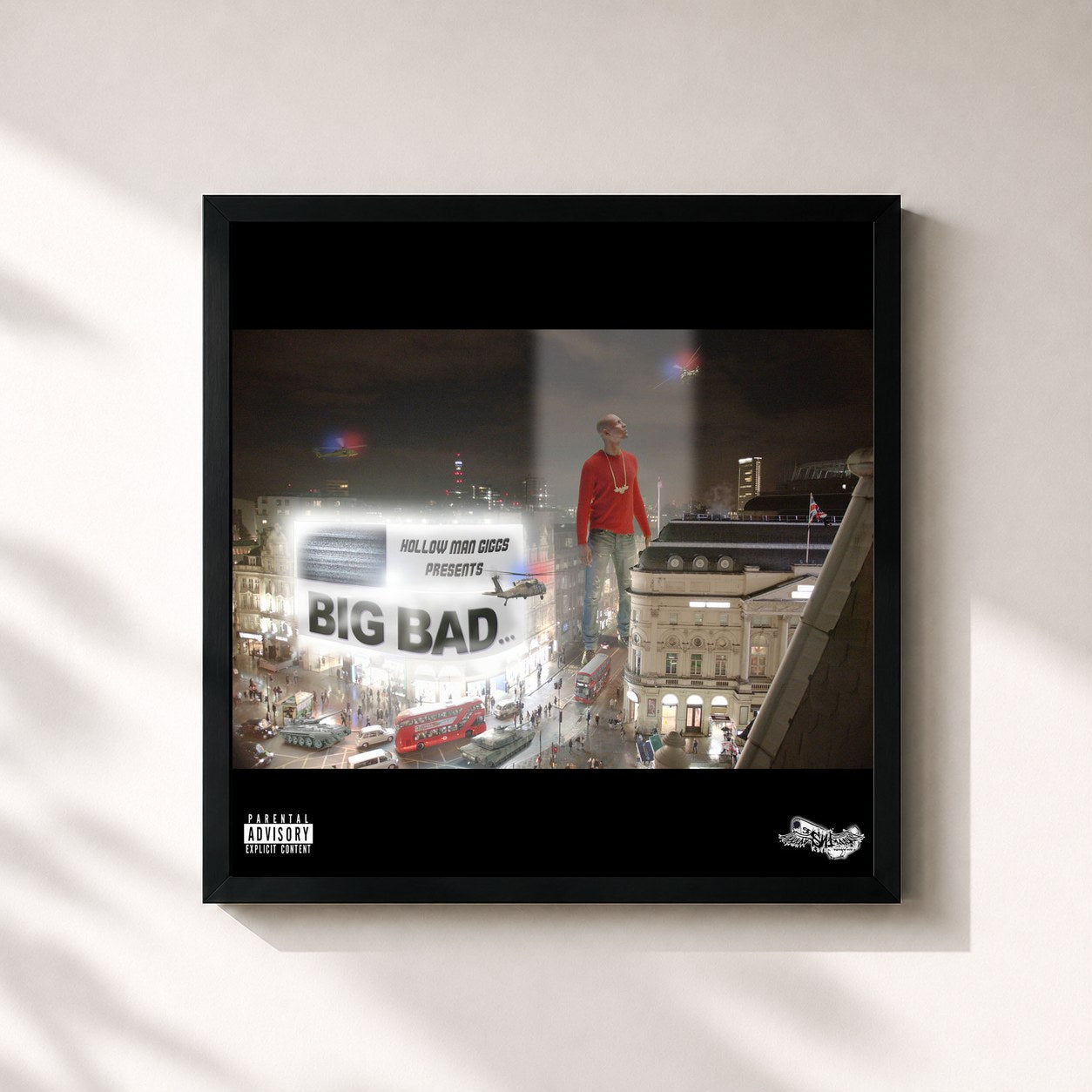 #noir Tableau carré de l'album BIG BAD... de Giggs, cadre noir 32x32 cm