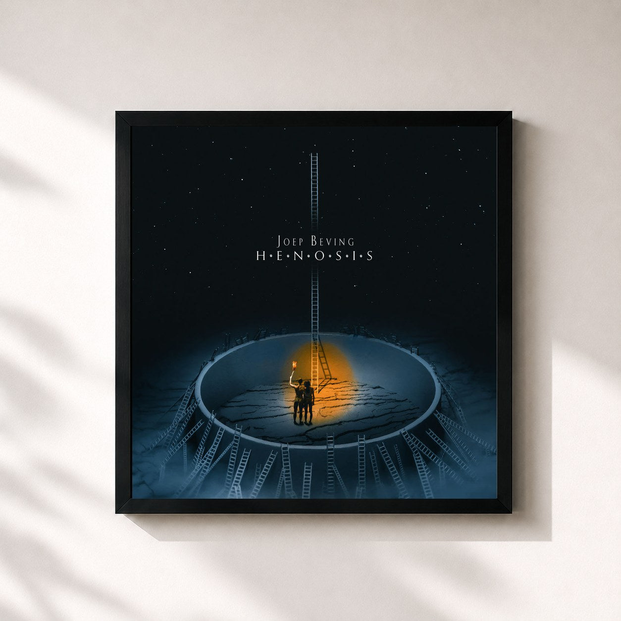 #noir Tableau carré de l'album Henosis de Joep Beving, cadre noir 32x32 cm