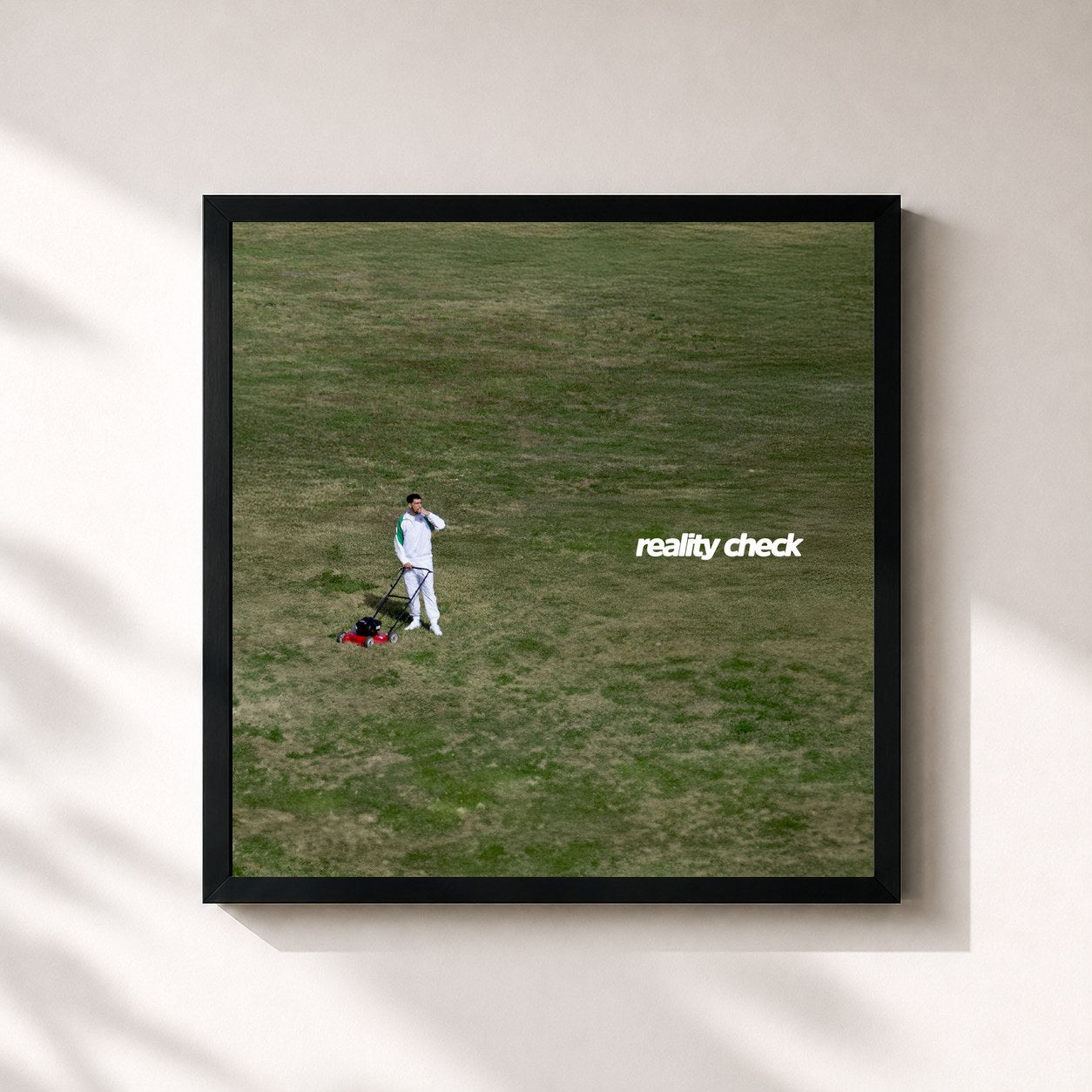 #noir Tableau carré de l'album Reality Check de rob, cadre noir 32x32 cm