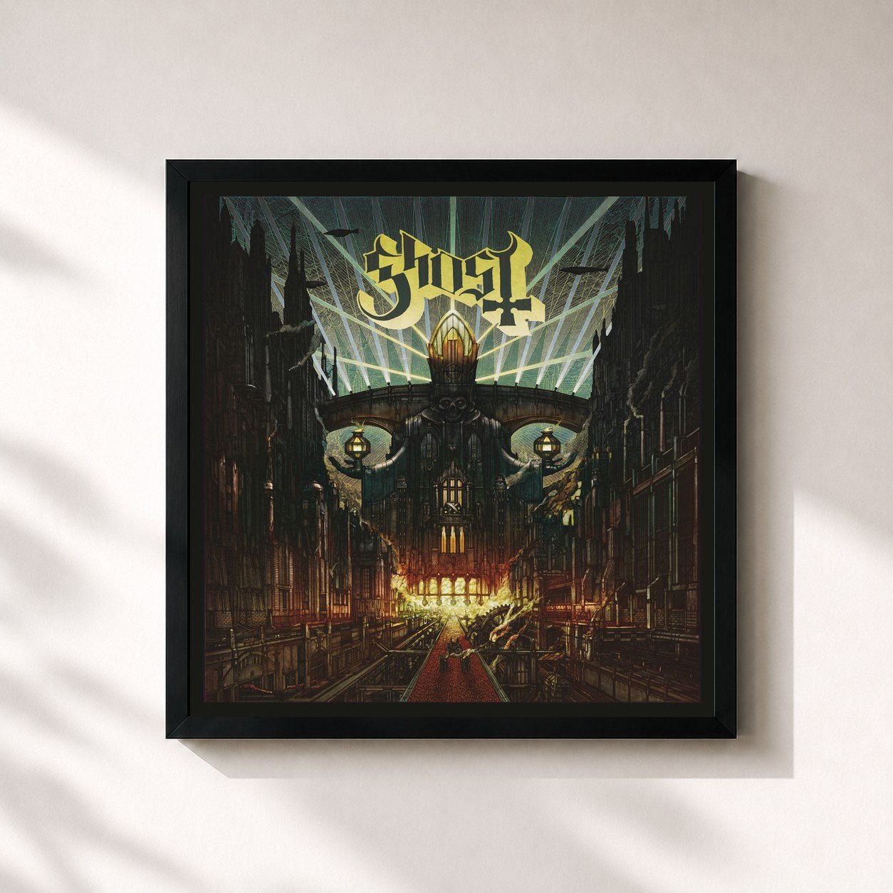 #noir Tableau carré de l'album Meliora de Ghost, cadre noir 32x32 cm