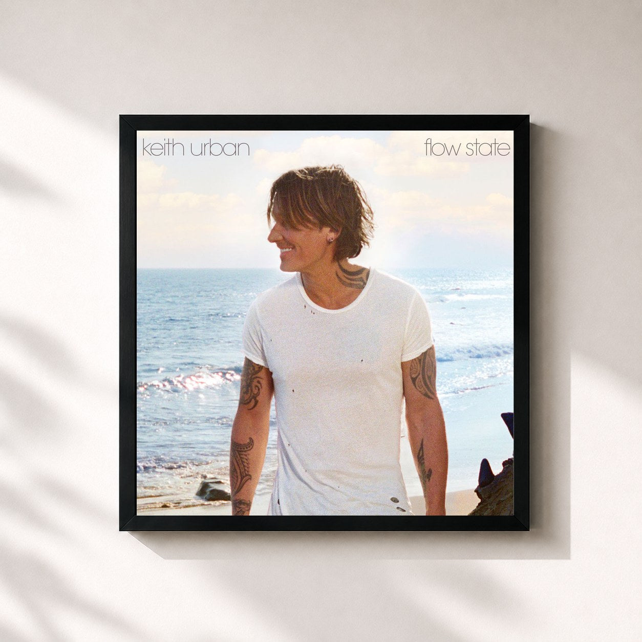 #noir Tableau carré de l'album flow state de Keith Urban, cadre noir 32x32 cm