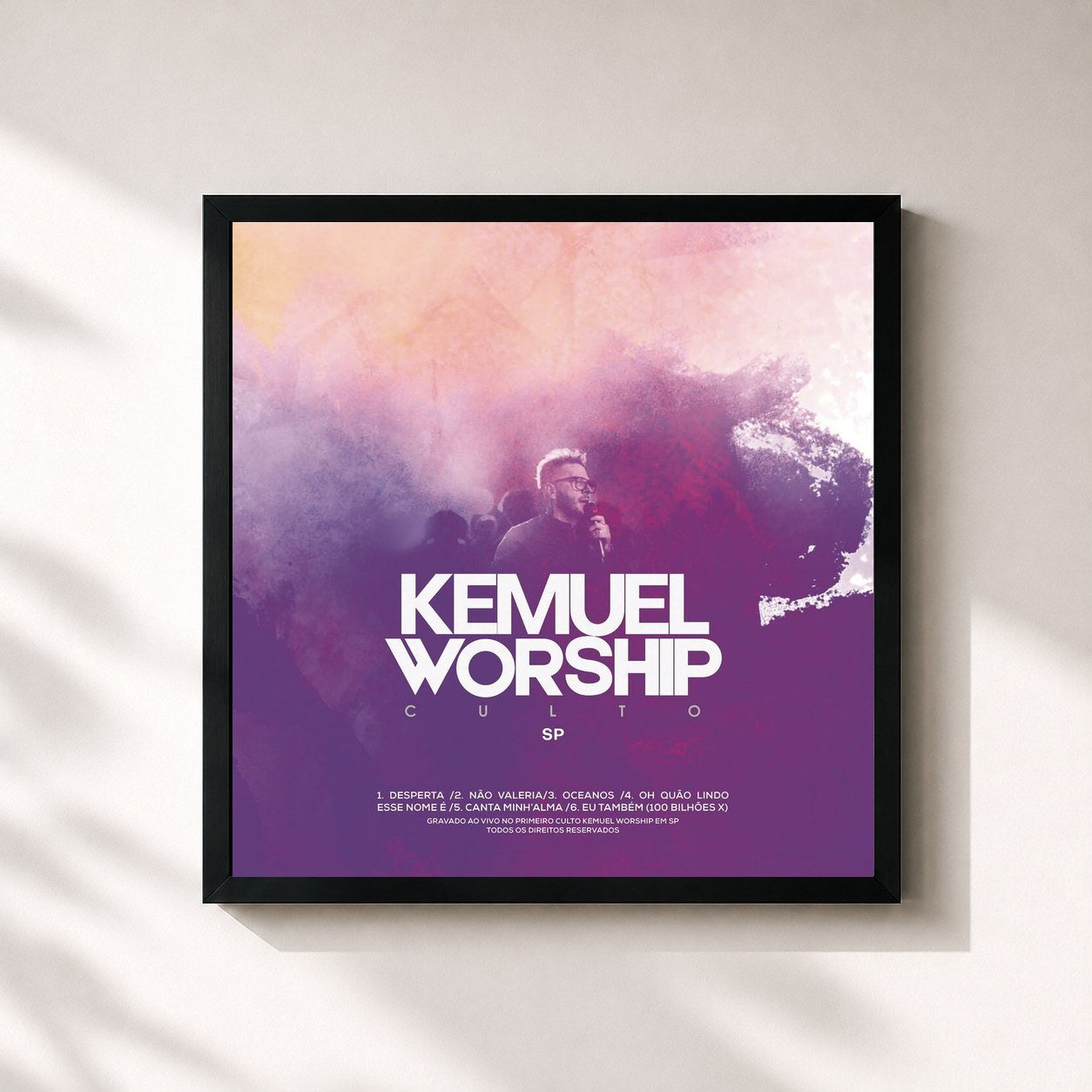 #noir Tableau carré de l'album Kemuel Worship I de Kemuel, cadre noir 32x32 cm