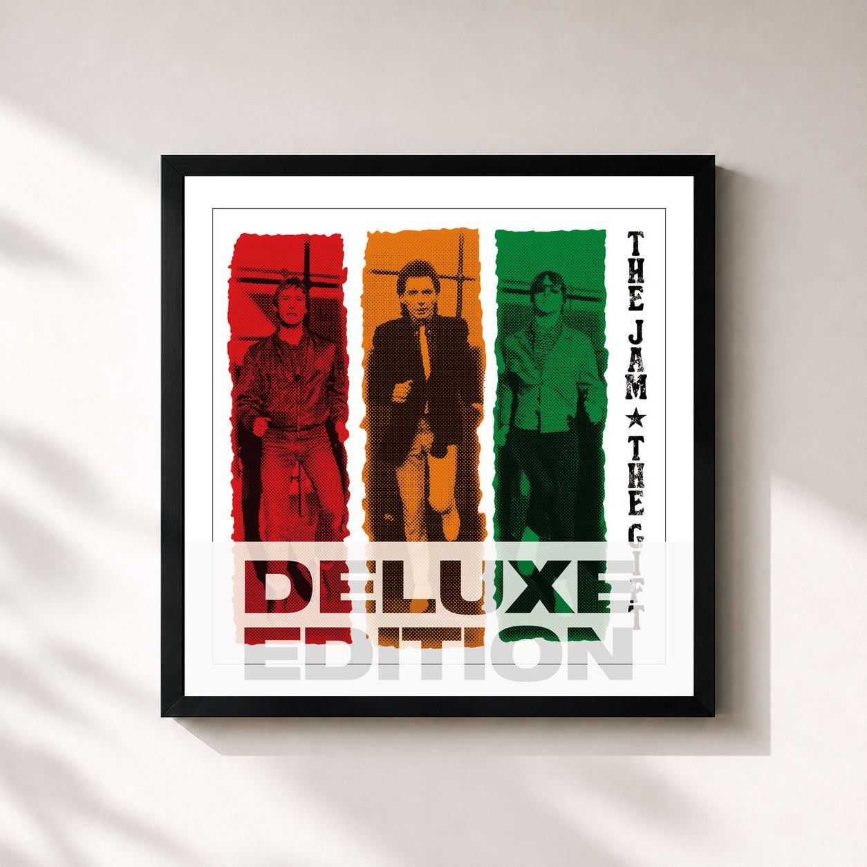 #noir Tableau carré de l'album The Gift (Deluxe Edition) de The Jam, cadre noir 32x32 cm