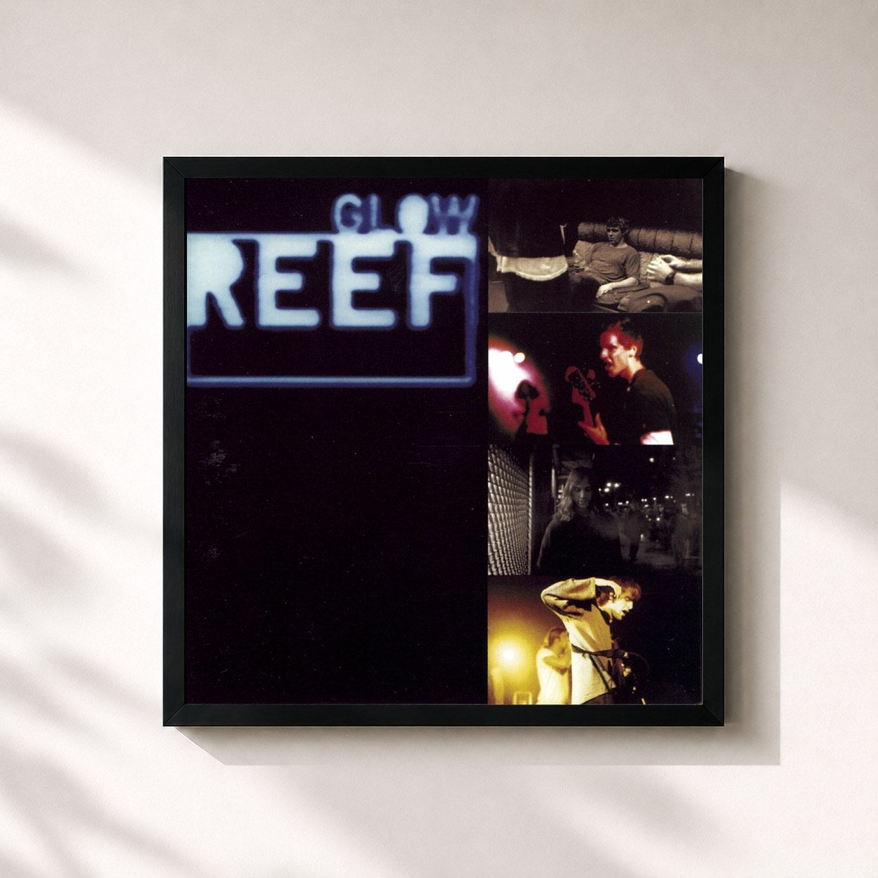 #noir Tableau carré de l'album Glow de Reef, cadre noir 32x32 cm