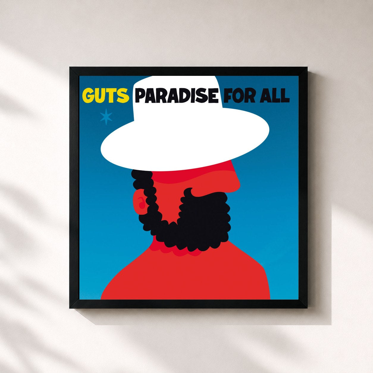 #noir Tableau carré de l'album Paradise for All de Guts, cadre noir 32x32 cm