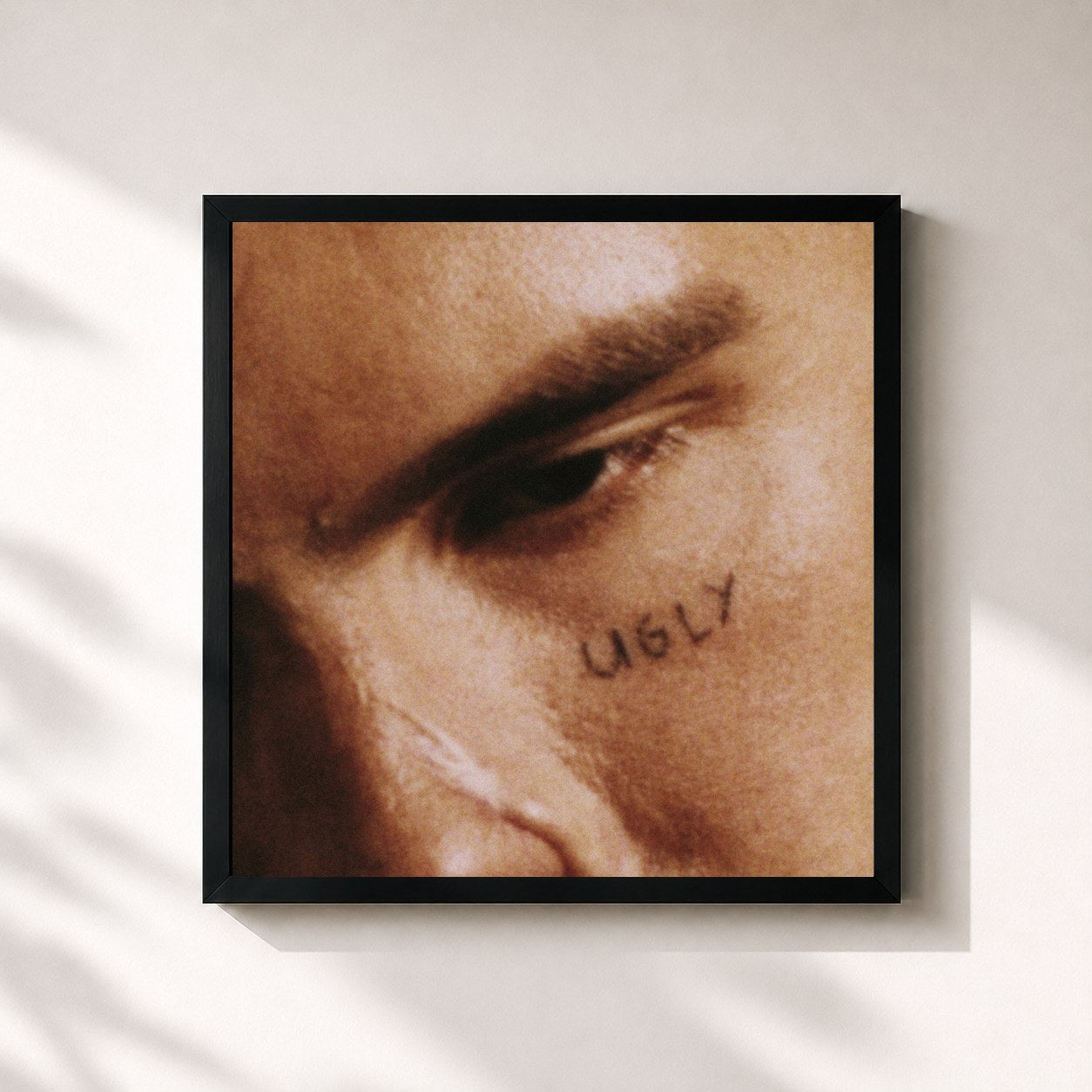 #noir Tableau carré de l'album UGLY de slowthai, cadre noir 32x32 cm