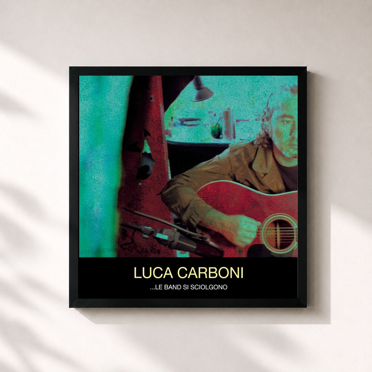 #noir Tableau carré de l'album ...Le Band Si Sciolgono de Luca Carboni, cadre noir 32x32 cm