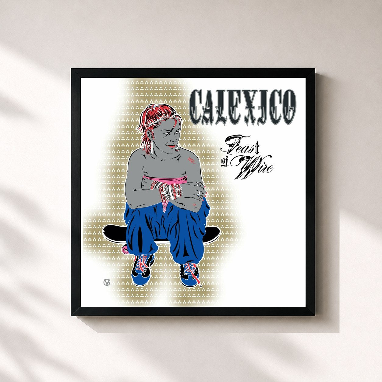 #noir Tableau carré de l'album Feast of Wire de Calexico, cadre noir 32x32 cm
