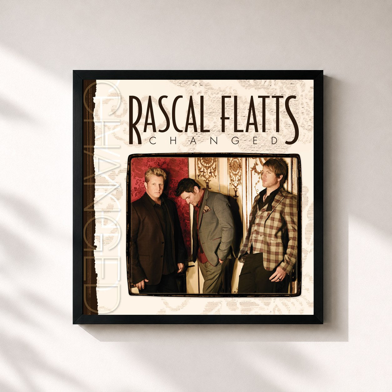 #noir Tableau carré de l'album Changed de Rascal Flatts, cadre noir 32x32 cm