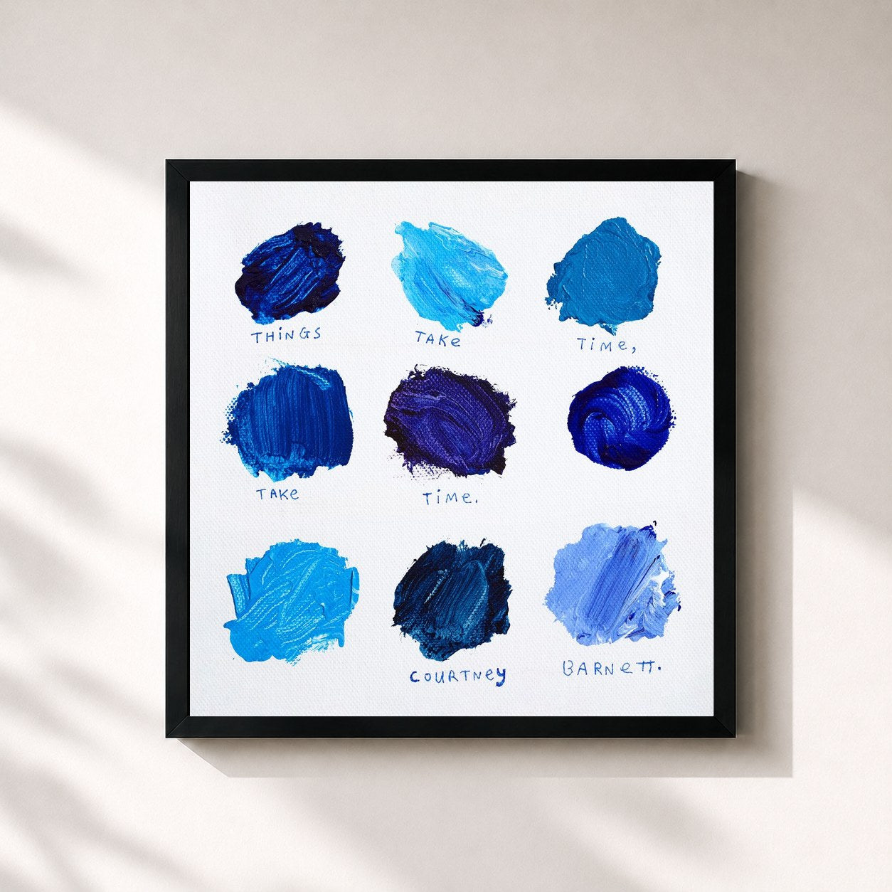 #noir Tableau carré de l'album Things Take Time, Take Time de Courtney Barnett, cadre noir 32x32 cm