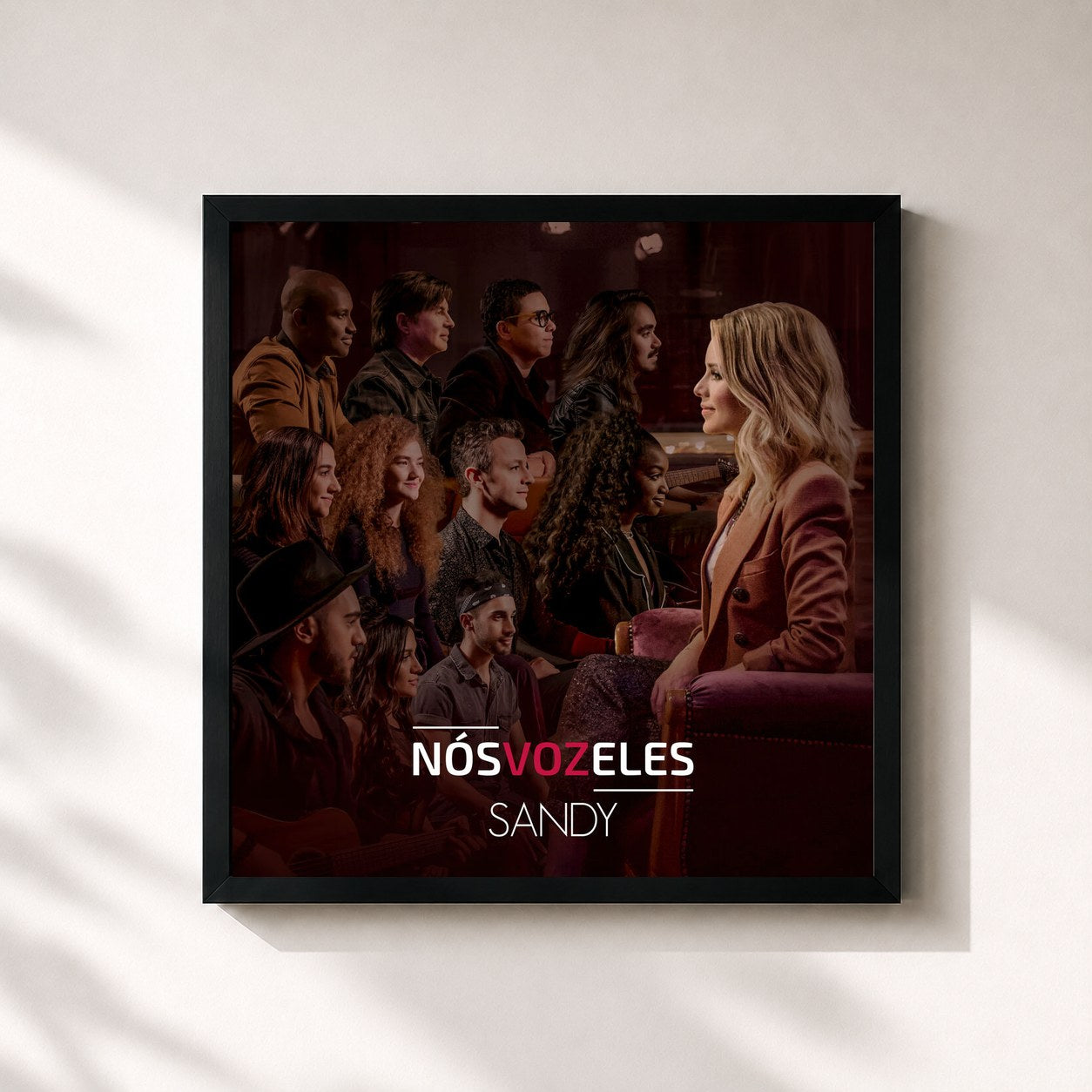 #noir Tableau carré de l'album Nós VOZ Eles de Sandy, cadre noir 32x32 cm