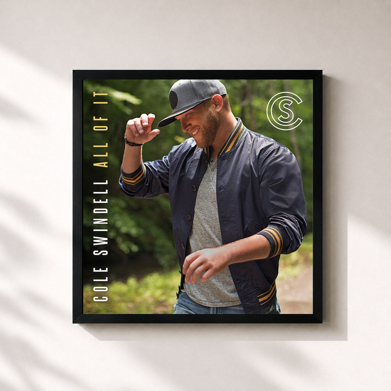#noir Tableau carré de l'album All of It de Cole Swindell, cadre noir 32x32 cm