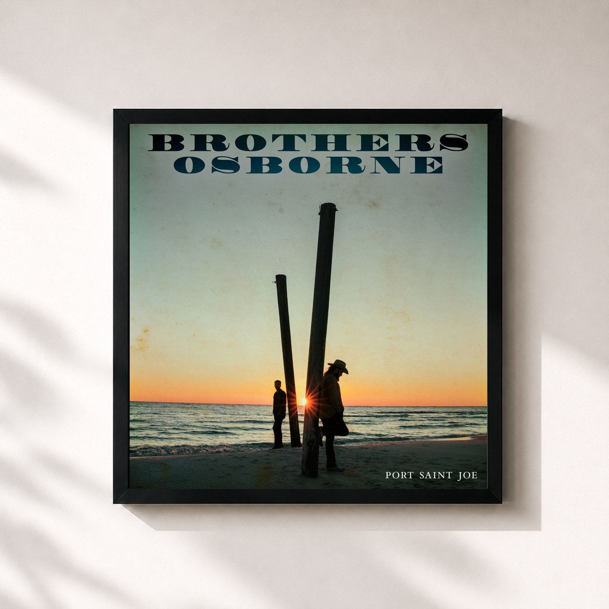 #noir Tableau carré de l'album Port Saint Joe de Brothers Osborne, cadre noir 32x32 cm