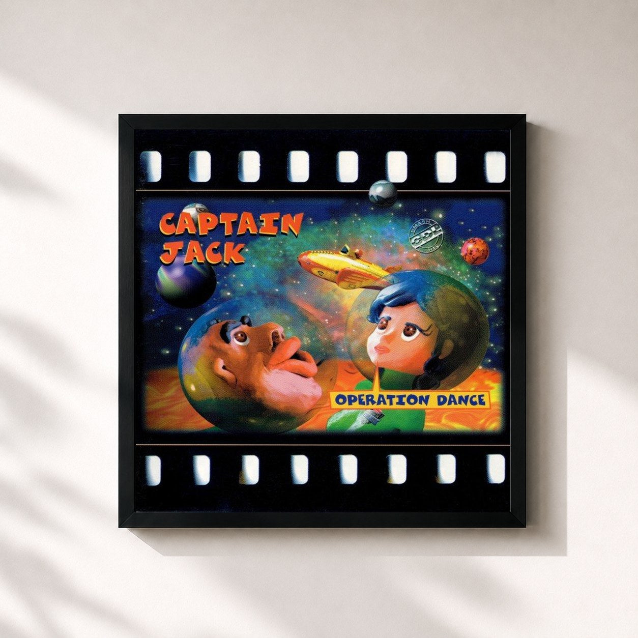#noir Tableau carré de l'album Operation Dance de Captain Jack, cadre noir 32x32 cm