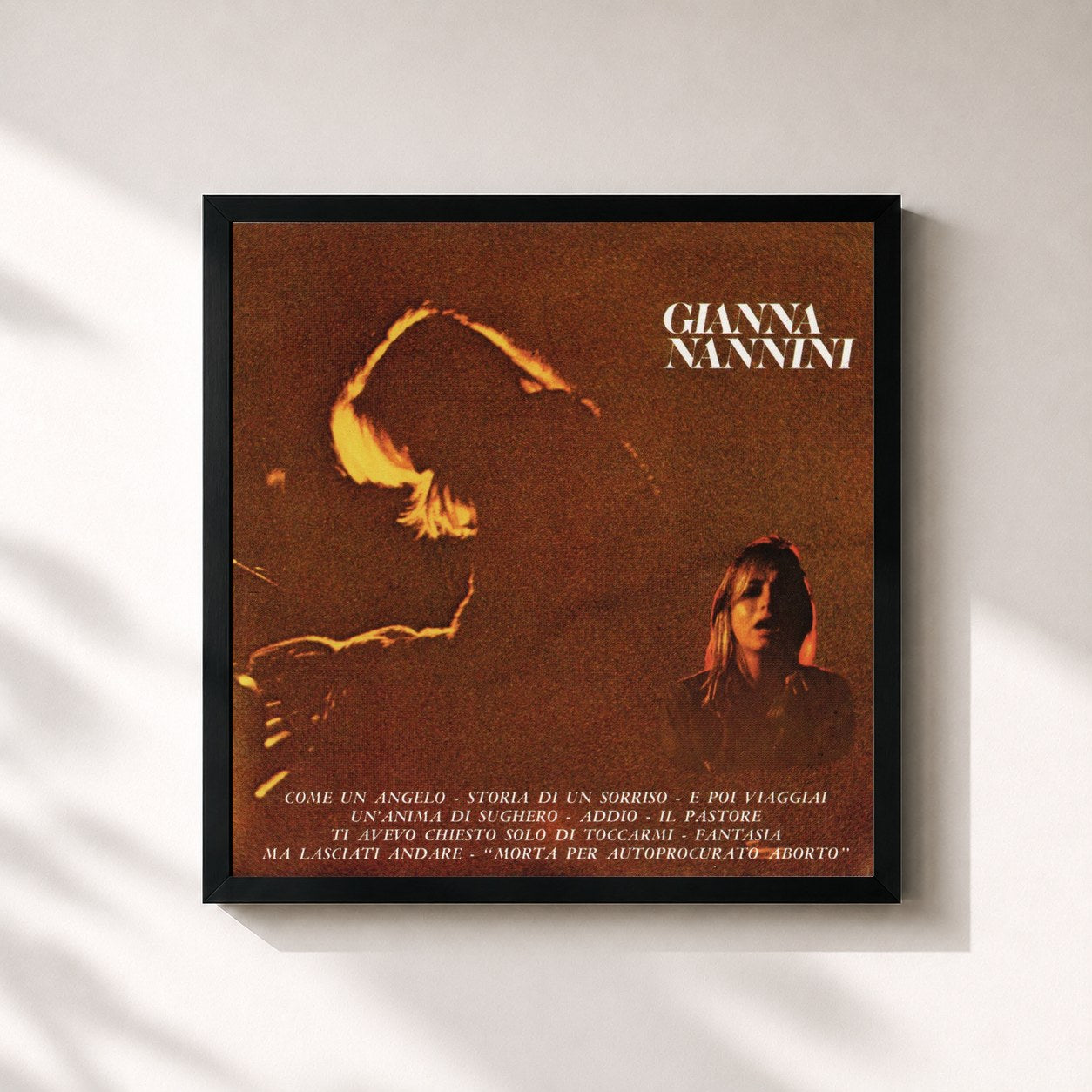 #noir Tableau carré de l'album Gianna Nannini de Gianna Nannini, cadre noir 32x32 cm