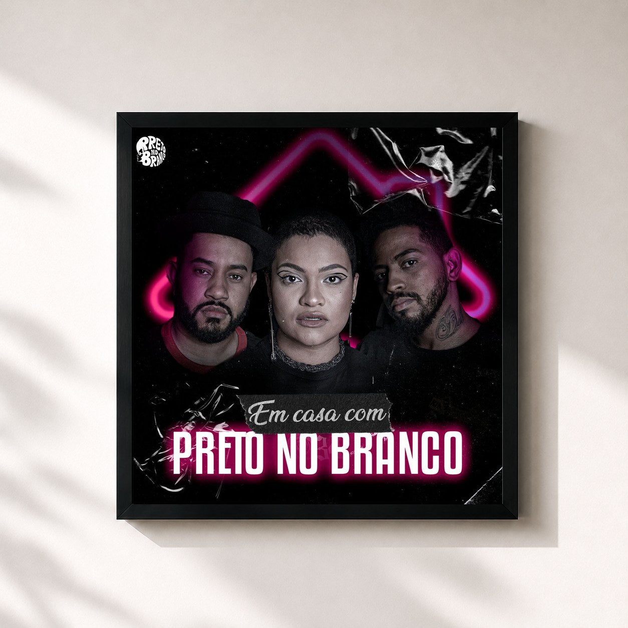 #noir Tableau carré de l'album Em Casa Com Preto no Branco de Preto no Branco, cadre noir 32x32 cm