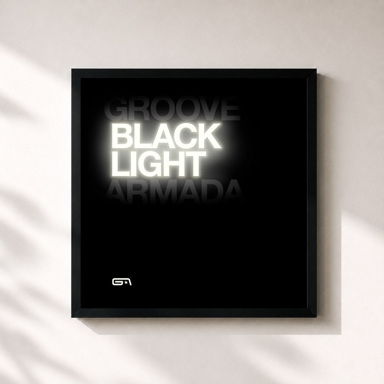 #noir Tableau carré de l'album Black Light de Groove Armada, cadre noir 32x32 cm