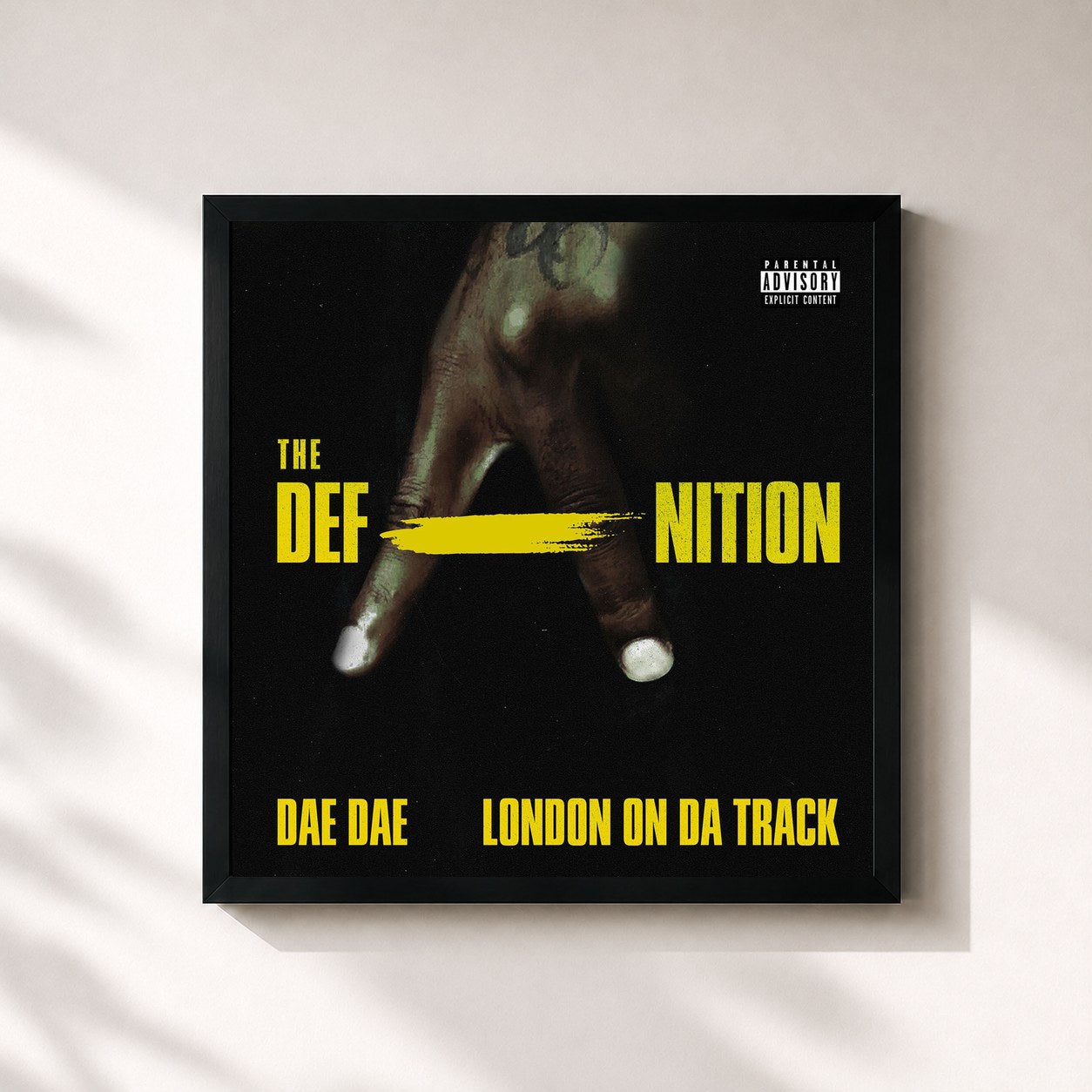 #noir Tableau carré de l'album The DefAnition de Dae Dae, cadre noir 32x32 cm