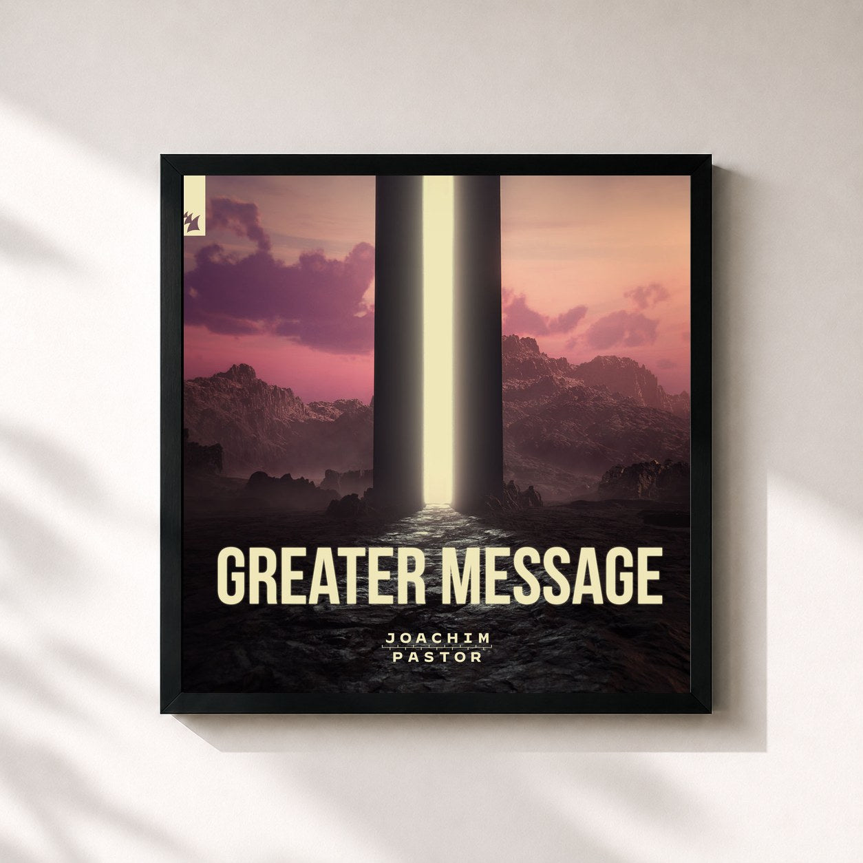 #noir Tableau carré de l'album Greater Message de Joachim Pastor, cadre noir 32x32 cm