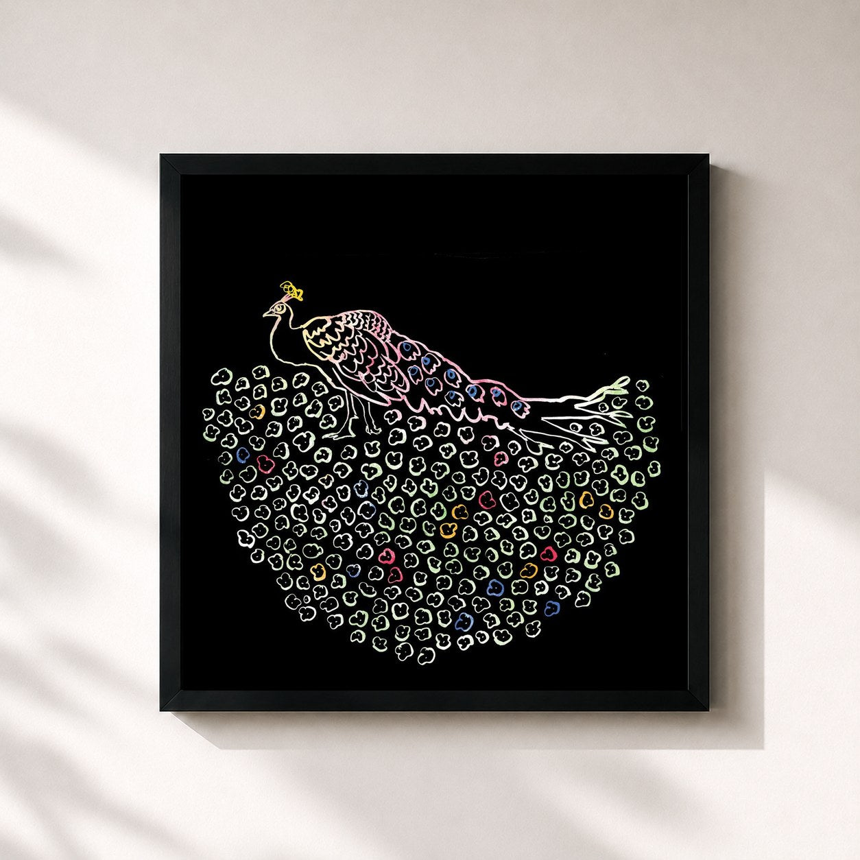 #noir Tableau carré de l'album Morning Becomes Eclectic de Iron & Wine, cadre noir 32x32 cm