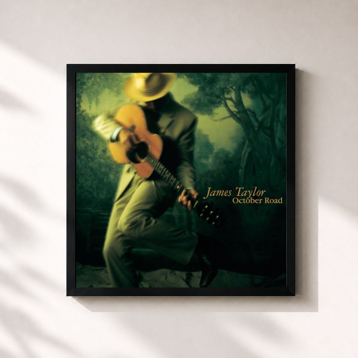 #noir Tableau carré de l'album October Road (Special Edition) de James Taylor, cadre noir 32x32 cm